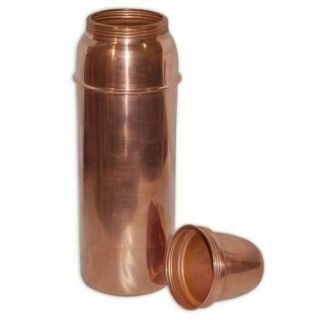 100 Pure Copper Water Bottle Traveler Thermos Bottle Health Ayurveda`