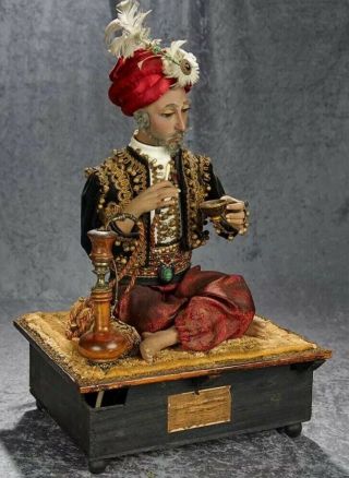 Antique Rare Automaton Turkish Tea Drinker Leopold Lambert Smoker 9