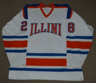 Vtg University Of Illinois Fighting Illini Game Worn Hockey Jersey
