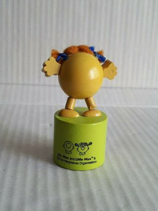 Wooden Little Miss Trouble Yellow Ball Push Button Push - Up Puppet Movable Toy 3