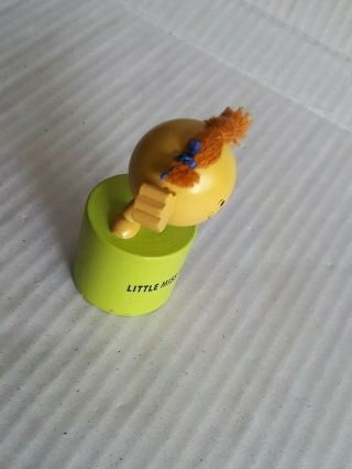Wooden Little Miss Trouble Yellow Ball Push Button Push - Up Puppet Movable Toy 6