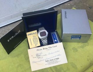 1972 Pulsar P2 Led Watch Digital Time Computer James Bond W/box & Papers