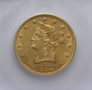 1852 Liberty Head $10 Gold Eagle Icg Ms60 Valued At $4,  750 Rare