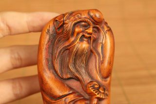 old boxwood hand carved god of longevity statue netsuke collectable hand pilece 2