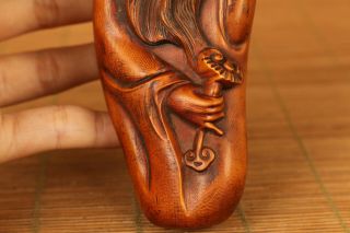 old boxwood hand carved god of longevity statue netsuke collectable hand pilece 3