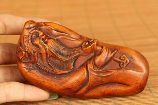 old boxwood hand carved god of longevity statue netsuke collectable hand pilece 4