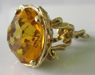 Vintage 9ct Yellow Gold Round Citrine Fob/charm/pendant