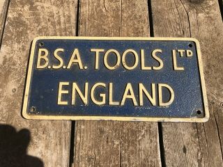 Vintage B.  S.  A.  Tools Ltd England Sign Plaque Bsa Motorcycles (d1)