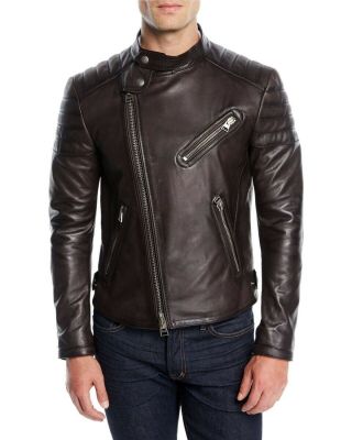 Tom Ford Men’s Leather Icon Biker Jacket.  Dark Brown.  Size 56.  Bnwt.  Rare Color.