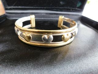 Rare Sergio Bustamante Vermeil 7 3/4 " Gold Sterling Silver Hearts Cuff Bracelet