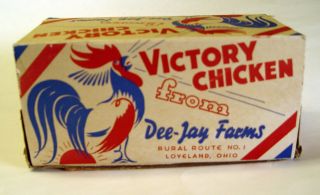 1940s Wwii Home Front Victory Chicken Dee Jay Farms Ohio Red White & Blue Box