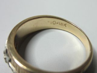 Vintage 10K - 18K Solid Yellow Gold Starburst Diamond Band Ring SZ 7 &1/2 2