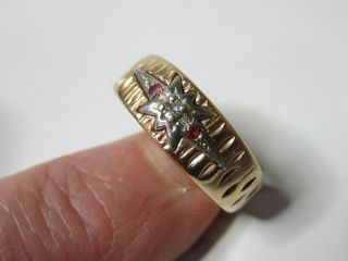 Vintage 10K - 18K Solid Yellow Gold Starburst Diamond Band Ring SZ 7 &1/2 4