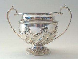 Bowl Georgian Revival Armorial Crest Solid Sterling Silver Wellby London 1895