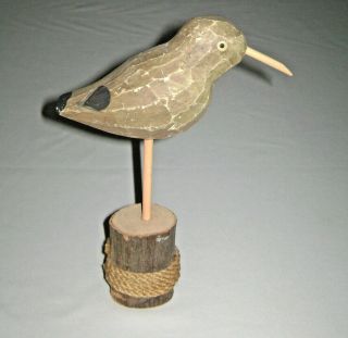 Vintage Hand Carved Wood Sandpiper Bird