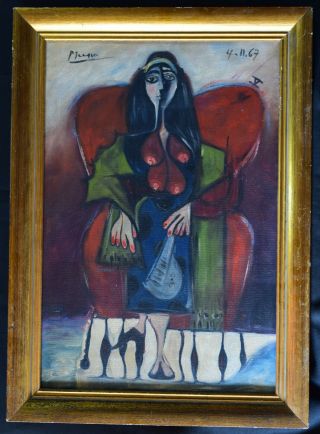 PABLO PICASSO - OIL ON CANVAS,  vintage,  signed,  rare,  art,  cubism 1967 2