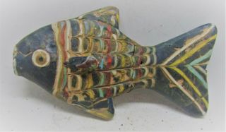 Ancient Phoenician Mosiac Glass Fish Circa 1000 - 500bce