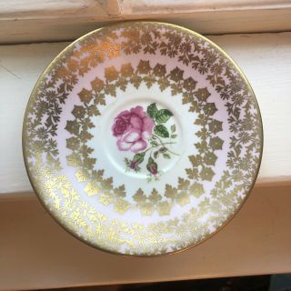 Clarence Bone China Cup And Saucer - Pink And Gold - Numbered Set 3