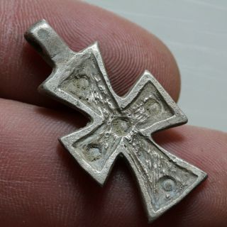 Museum Quality Byzantine Silver Christian Cross Pendant Circa 500 - 700 Ad