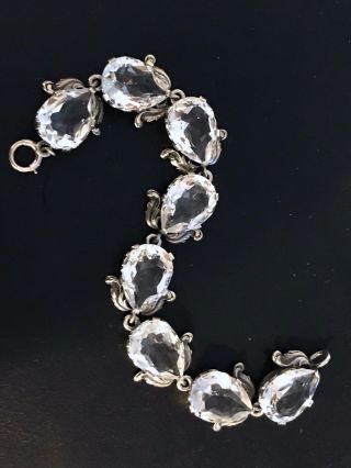 Gorgeous Vintage Sterling Silver Crystals Bracelet From 1940th Magnificent.
