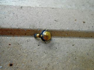 24K Pure Gold,  Hand Made Hammered Oxidized SilverRing. 3