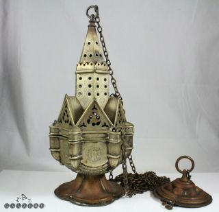 Antique 19th C.  Gothic Thurible / Censer / Incense Burner Manner Of Pugin