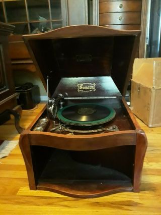 Antique 1900s Sonora Gramophone Vintage Phonograph Record Player W/ Orig Crank