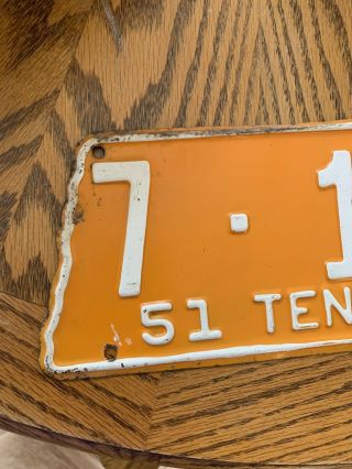 Vintage 1951 Tennessee Vols License Plate Authentic 2