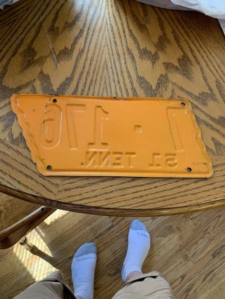 Vintage 1951 Tennessee Vols License Plate Authentic 4