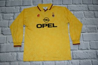 Ac Milan Lotto Long Shirt Opel Jersey L Large Yellow Kit Gold Vintage Rare
