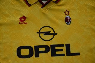 AC MILAN lotto long shirt OPEL jersey L large yellow kit gold vintage RARE 3