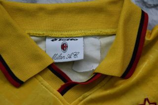 AC MILAN lotto long shirt OPEL jersey L large yellow kit gold vintage RARE 4
