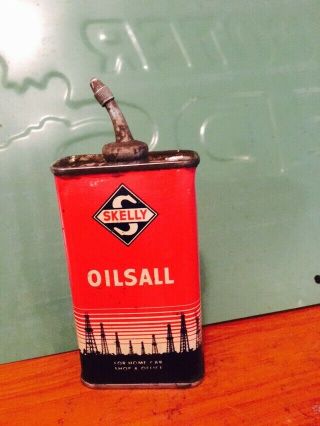 Vintage Skelly Oilsall Oil Can Handy Oiler Household Lead Top 4oz Oiler