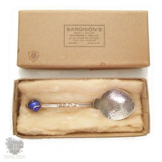 Australian antique sterling silver arts & crafts jam spoon SARGISON Tasmania 2