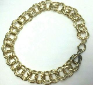 Charming 14k Yellow Gold Double Link Charm Bracelet Starter.  7 ".  9.  9gm.