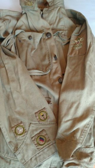 Vintage 1930s - 40 ' s official Boy Scout Shirt with patches BSA & more 12