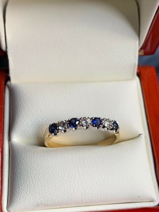 Antique Vintage 18ct Gold Sapphire And Diamond Eternity Ring Size R