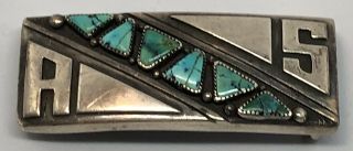 Frank Patania Sr.  Thunderbird Shop Tucson Belt Buckle Turquoise Sterling Silver