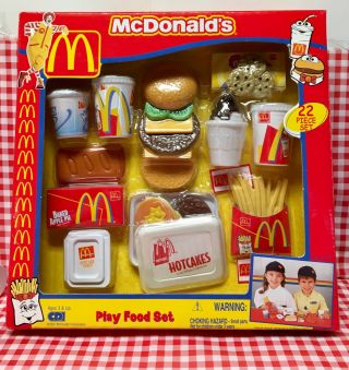 Vtg 2001 Mcdonald’s Play Food 22 Pc Set Hotcakes Burger Fries Pie Cdi