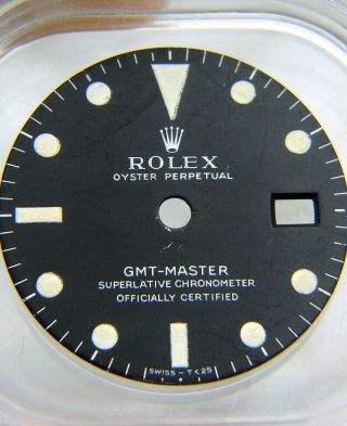 Vintage Rolex Gmt - Master 1675 Mk1 Matte Black Tritium Watch Dial 1960 