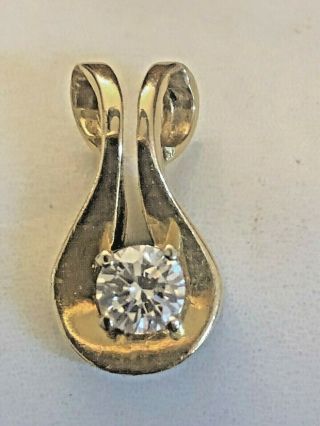 Estate Vintage 14k Yellow Gold Natural Diamond Pendant Solitaire