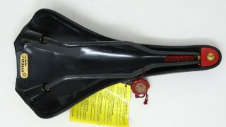 NOS SELLE ITALIA NOVUS FERRARI LEATHER SADDLE VINTAGE ROAD RACING BICYCLE 90s 7