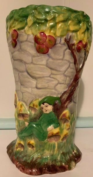 Royal Winton Grimwades Rare Green Pixie Hand Paint Vase Large Vintage Art Deco