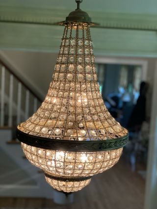 Vintage Montgolfier Style Crystal and Brass Chandelier 3