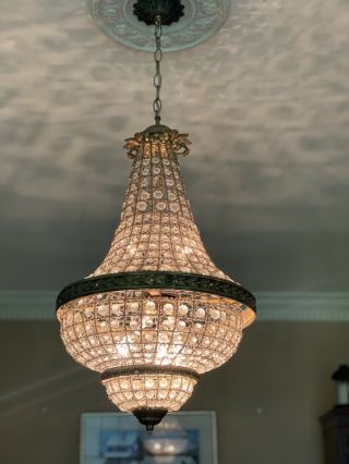 Vintage Montgolfier Style Crystal and Brass Chandelier 4