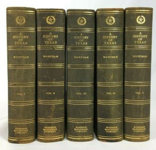 Vintage 5 Volume Set: A History Of Texas By Louis J Wortham Fort Worth 1924