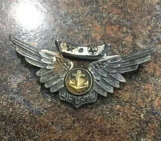 Wwii Us Navy Usmc Usn Marine Corps Sterling Silver Combat Air Crew Wings Pin Hh