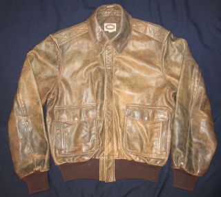 Vintage 80s Banana Republic Wwii Style A2 Leather Flight Jacket Usa 42 Wool Cuff