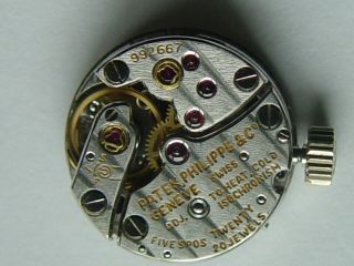 Rare 18k white gold Patek Philippe diamond ring watch cal 13.  5 - 320 movement 11