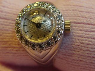 Rare 18k White Gold Patek Philippe Diamond Ring Watch Cal 13.  5 - 320 Movement